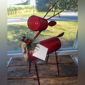 Red Metal Reindeer Decor
